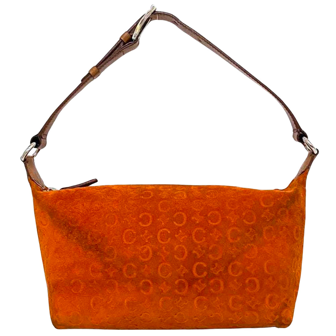 Céline Macadam Orange Suede Shoulder Bag