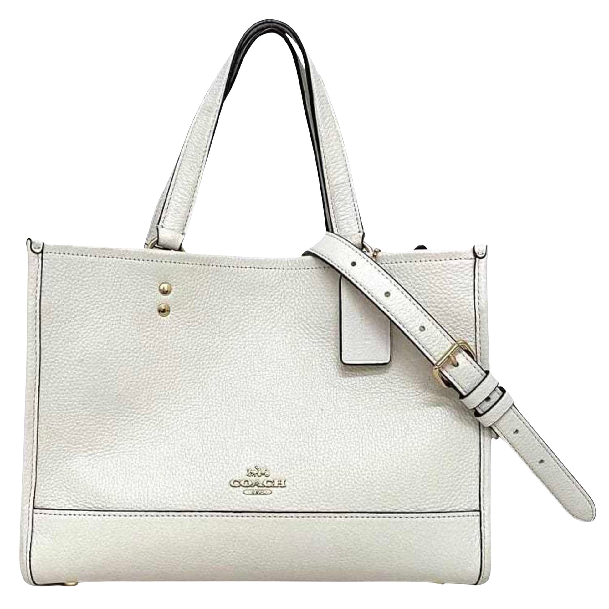 Coach Dempsey White Leather Tote Bag