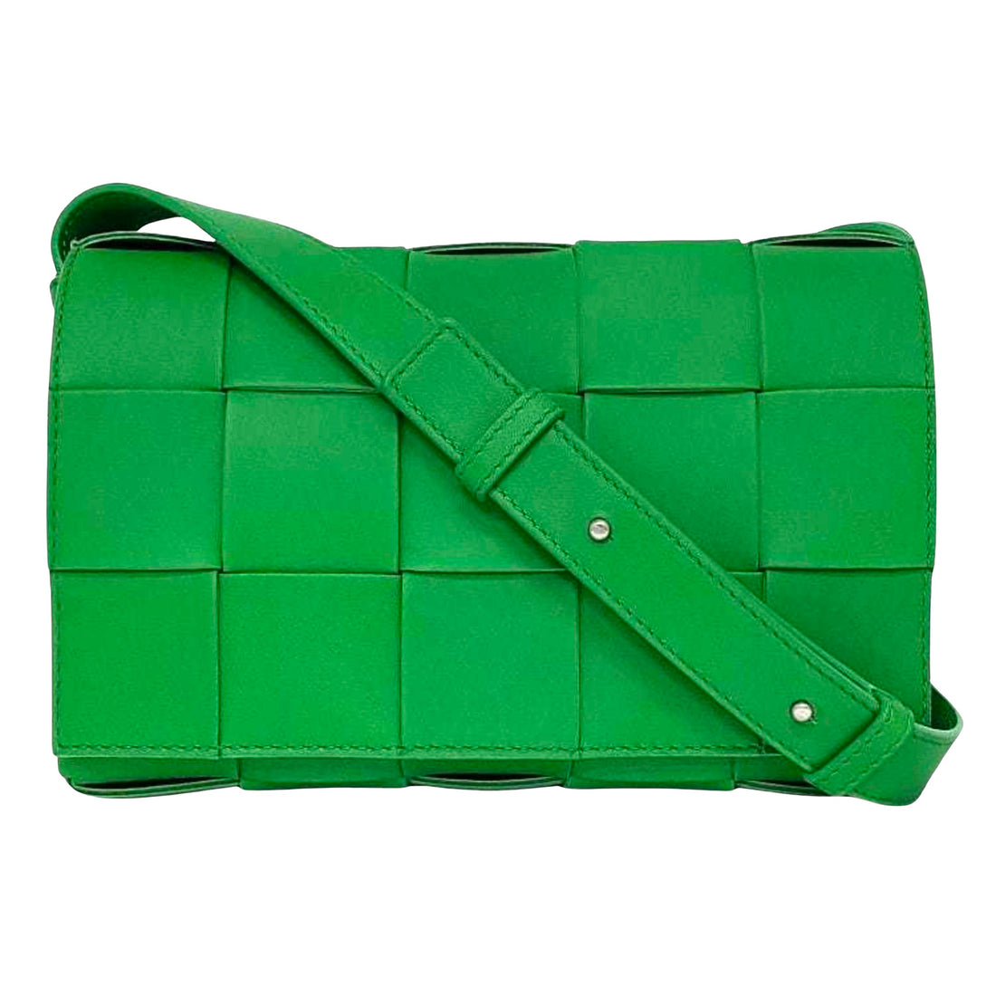 Bottega Veneta Cassette Green Leather Shoulder Bag