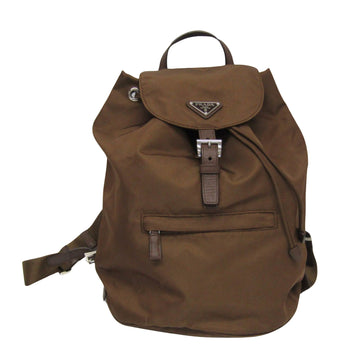 Prada Tessuto Brown Synthetic Backpack Bag