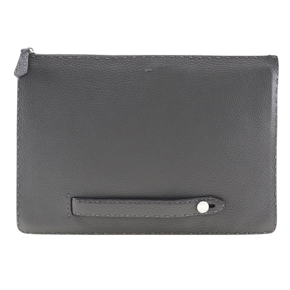 Fendi Selleria Grey Leather Clutch Bag