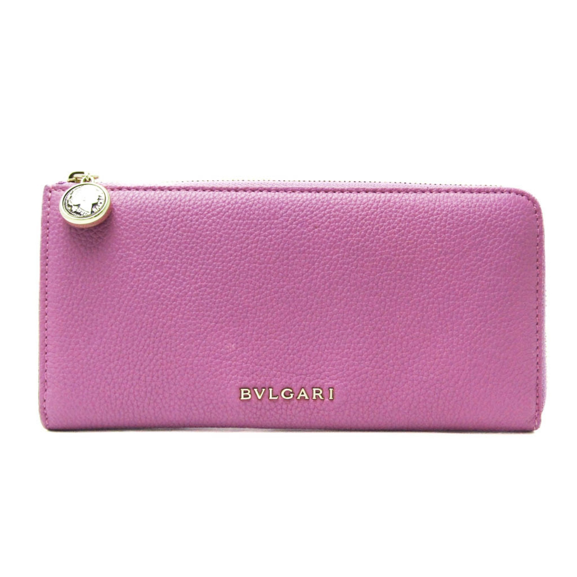 Bulgari Monete Purple Leather Wallet 