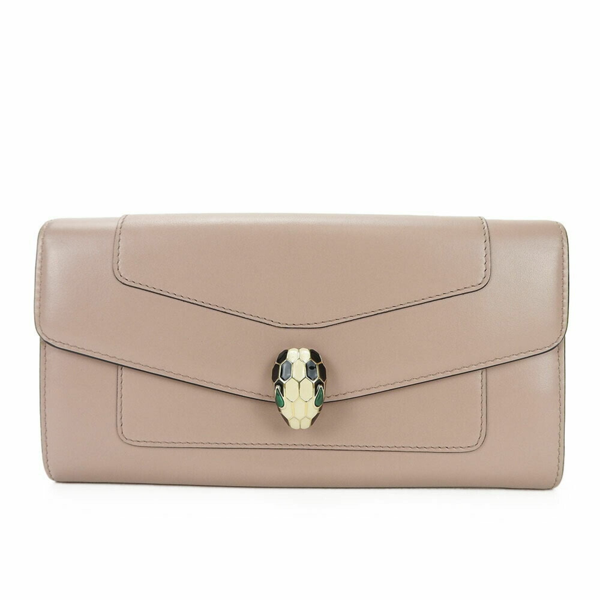 Bulgari Serpenti Beige Leather Wallet 