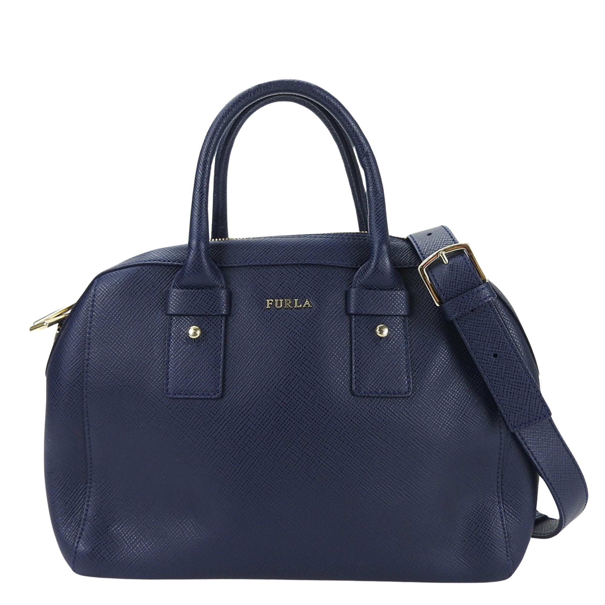 Furla Dolly Navy Leather Handbag 