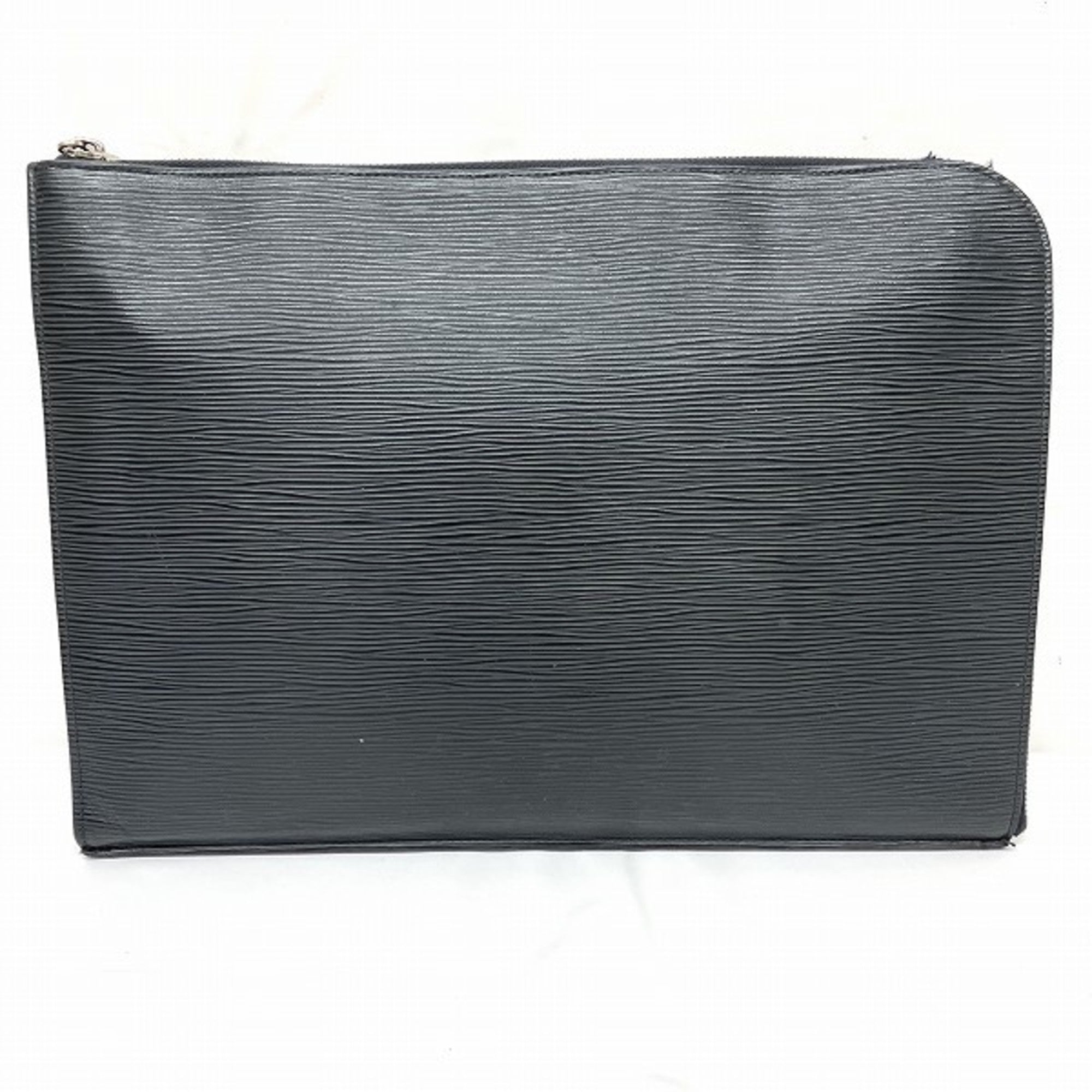 Louis Vuitton Pochette Jour Gm Black Leather Clutch Bag