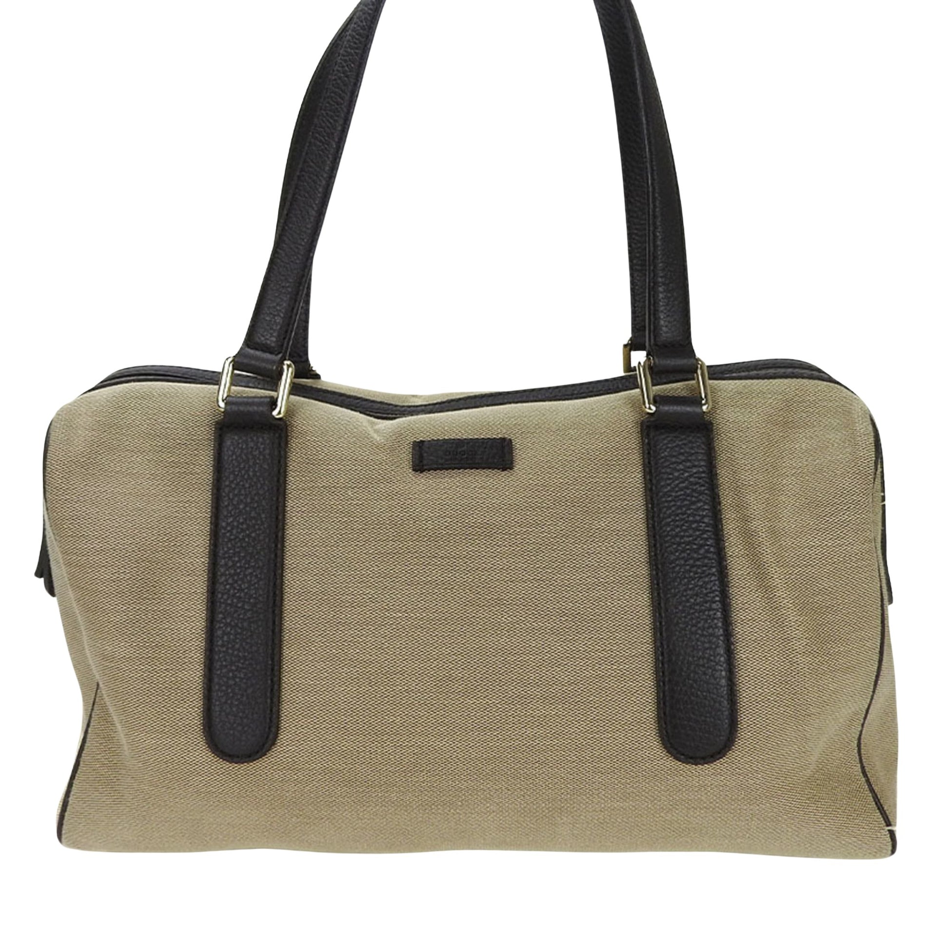 Gucci Boston Beige Canvas Handbag 