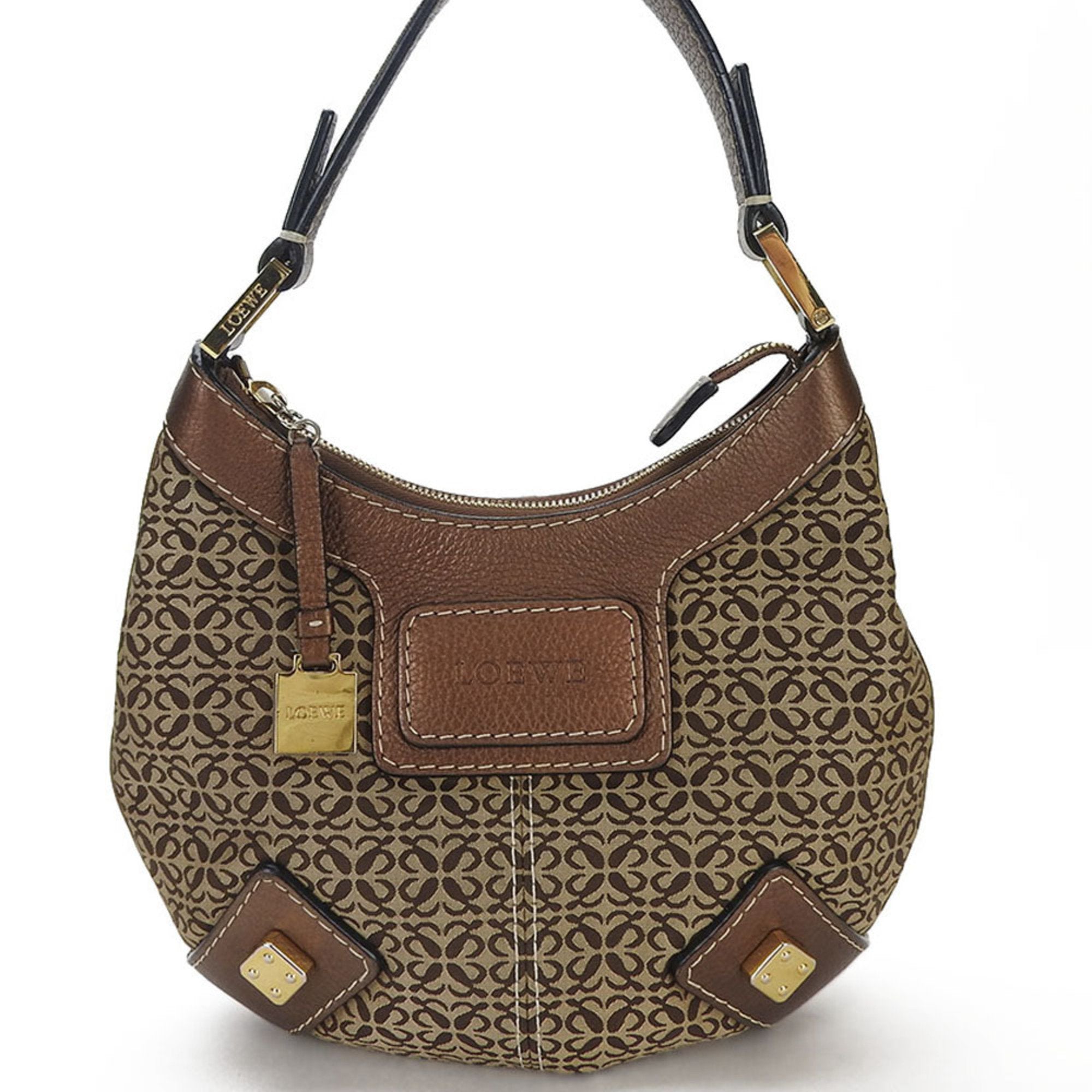 Loewe Anagram Brown Canvas Shoulder Bag