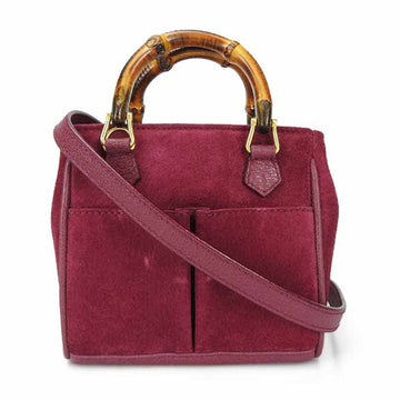 Gucci Bamboo Purple Suede Handbag 