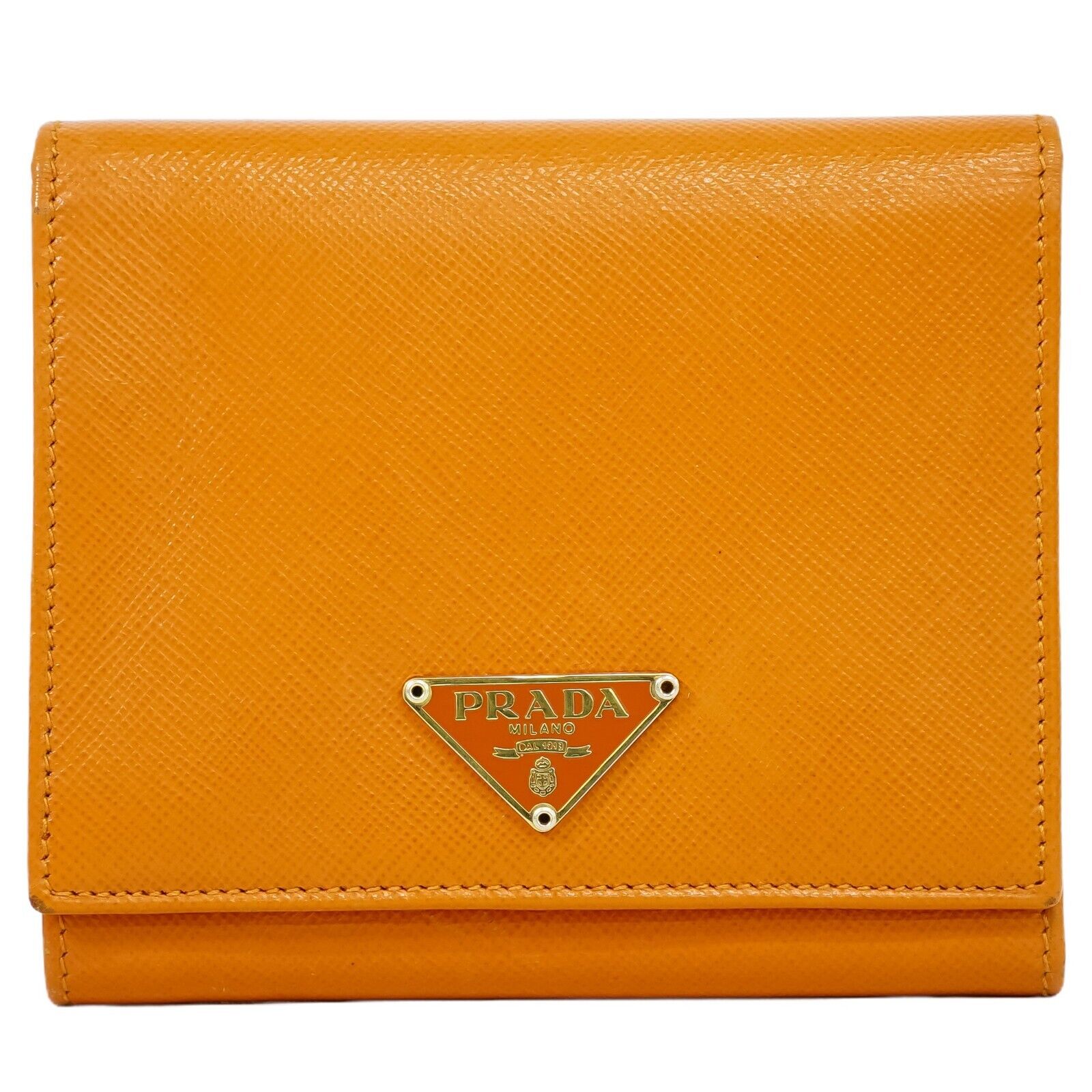 Prada Orange Leather Wallet 