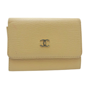 Chanel Porte carte Beige Leather Wallet 