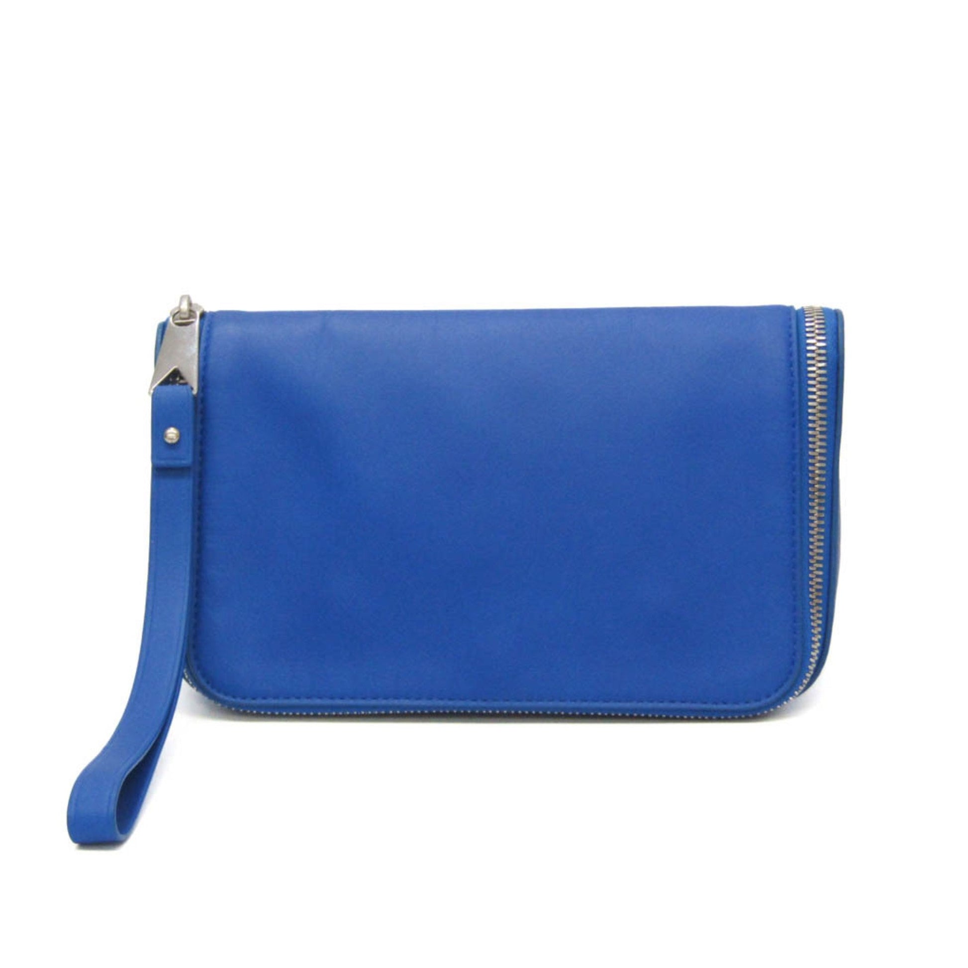 Bottega Veneta Organizer Blue Leather Clutch Bag