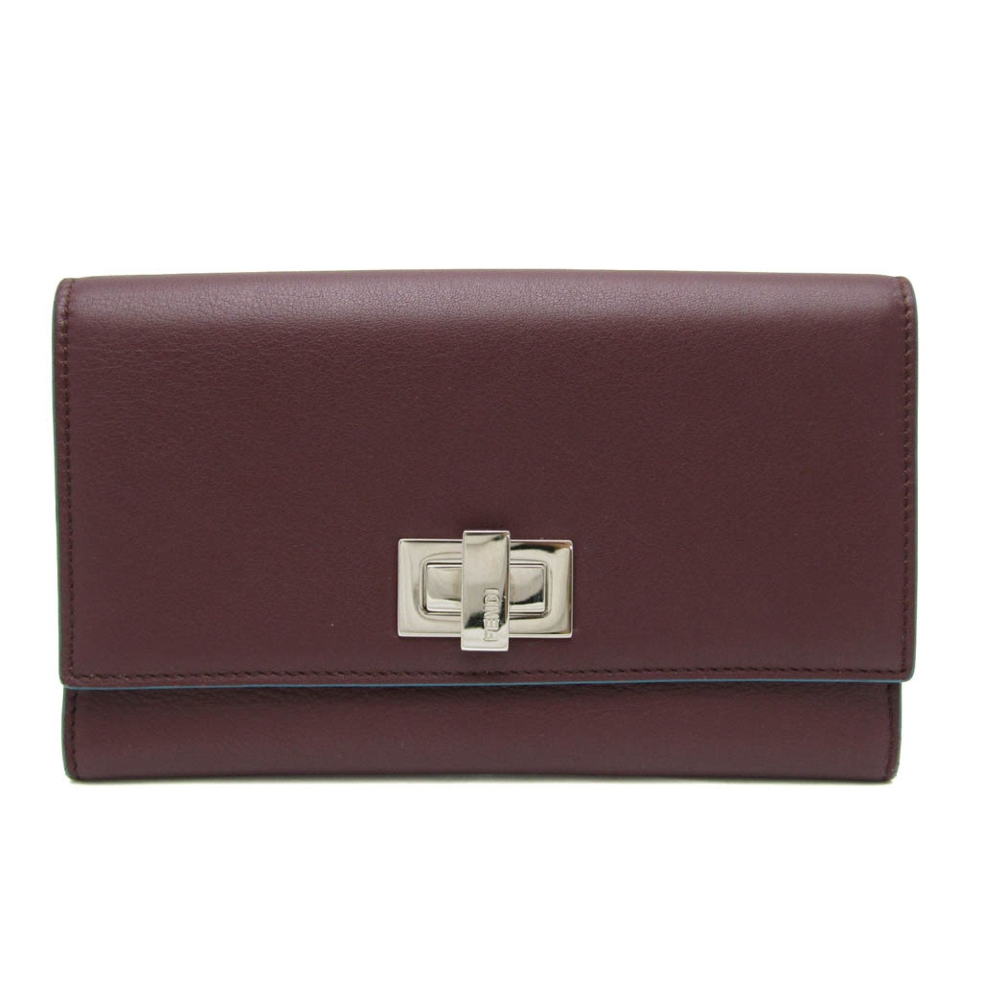 Fendi Peekaboo Burgundy Leather Wallet 