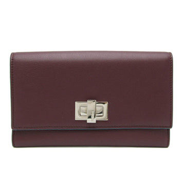 Fendi Peekaboo Burgundy Leather Wallet 