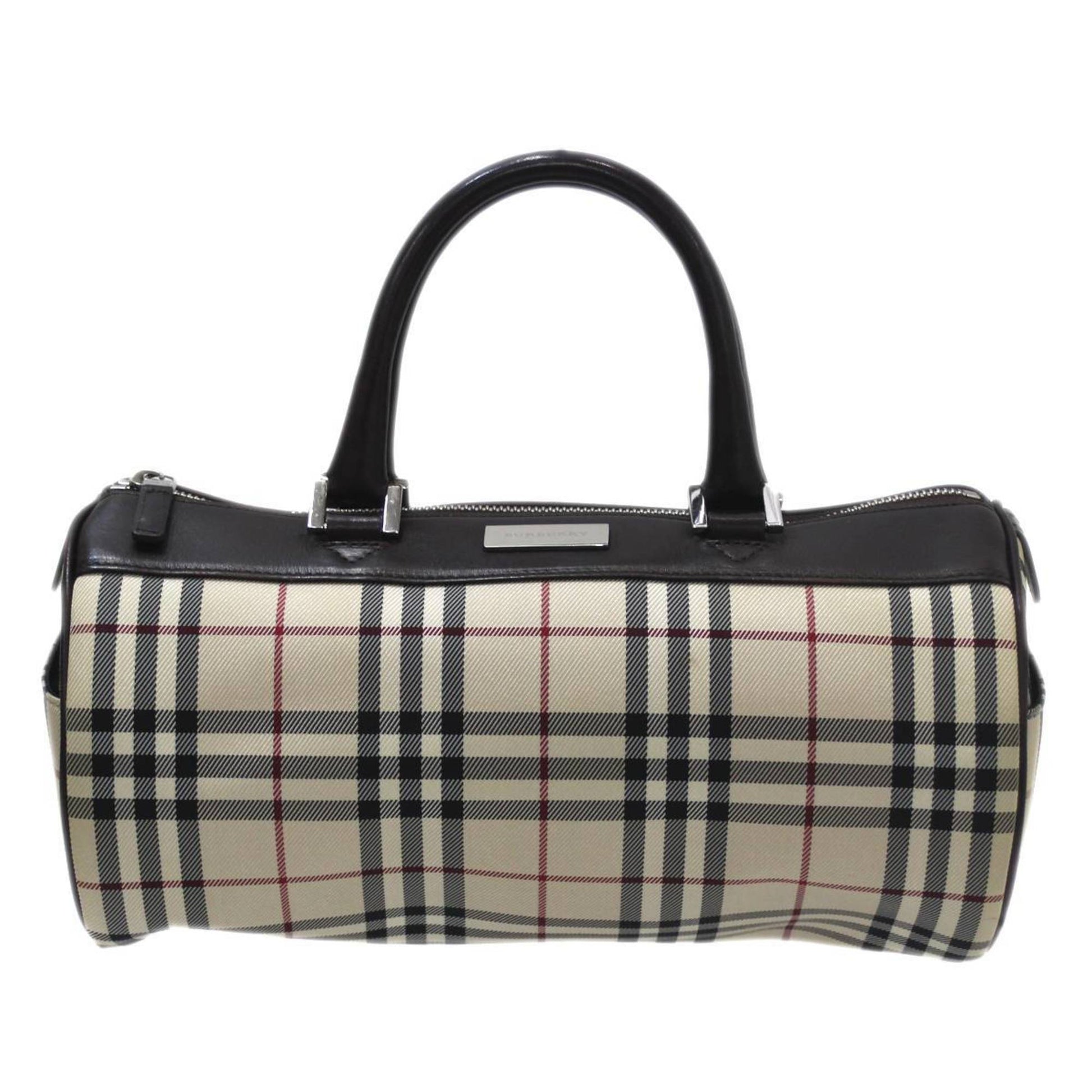 Burberry Nova Check Beige Leather Handbag 