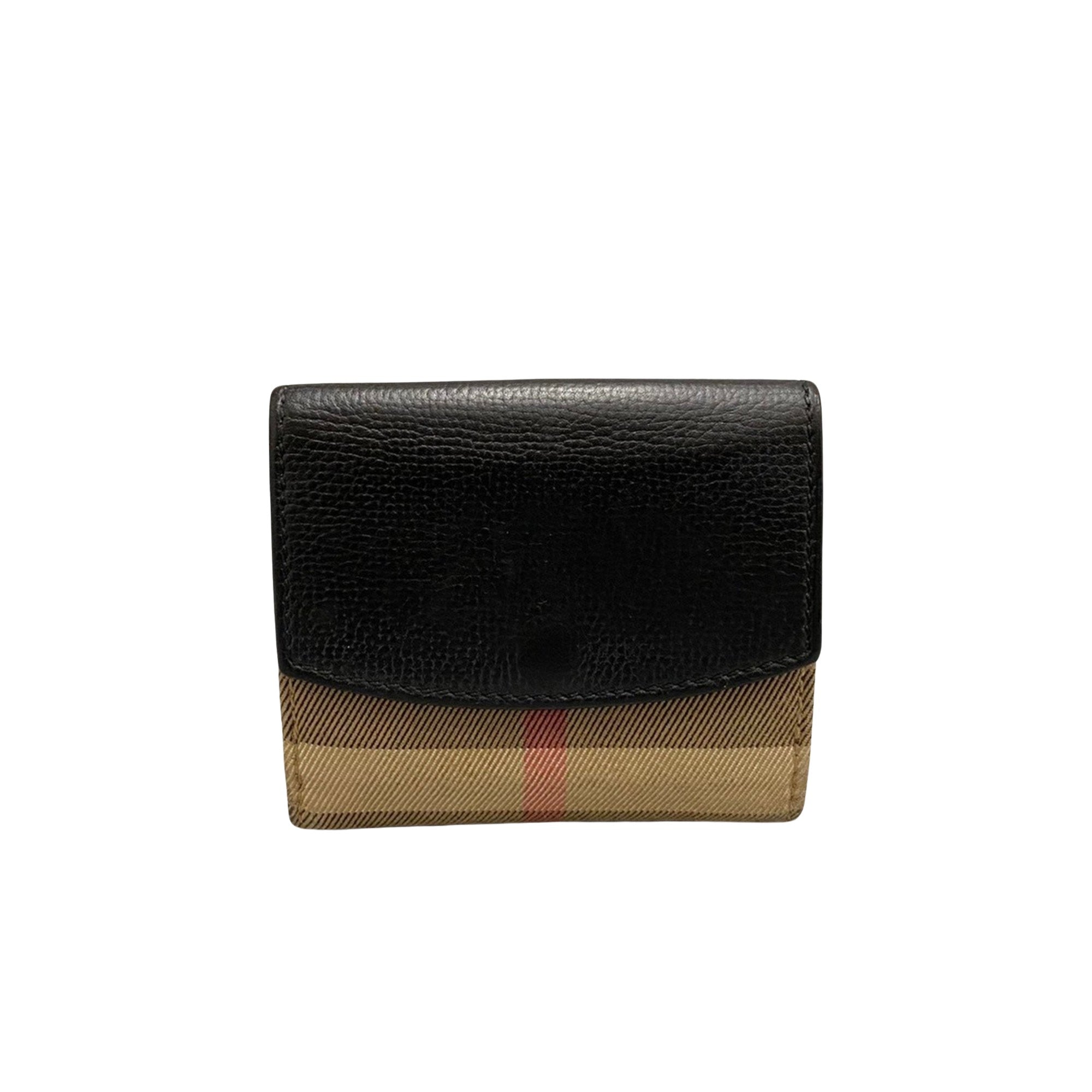 Burberry Check Link Beige Canvas Wallet 