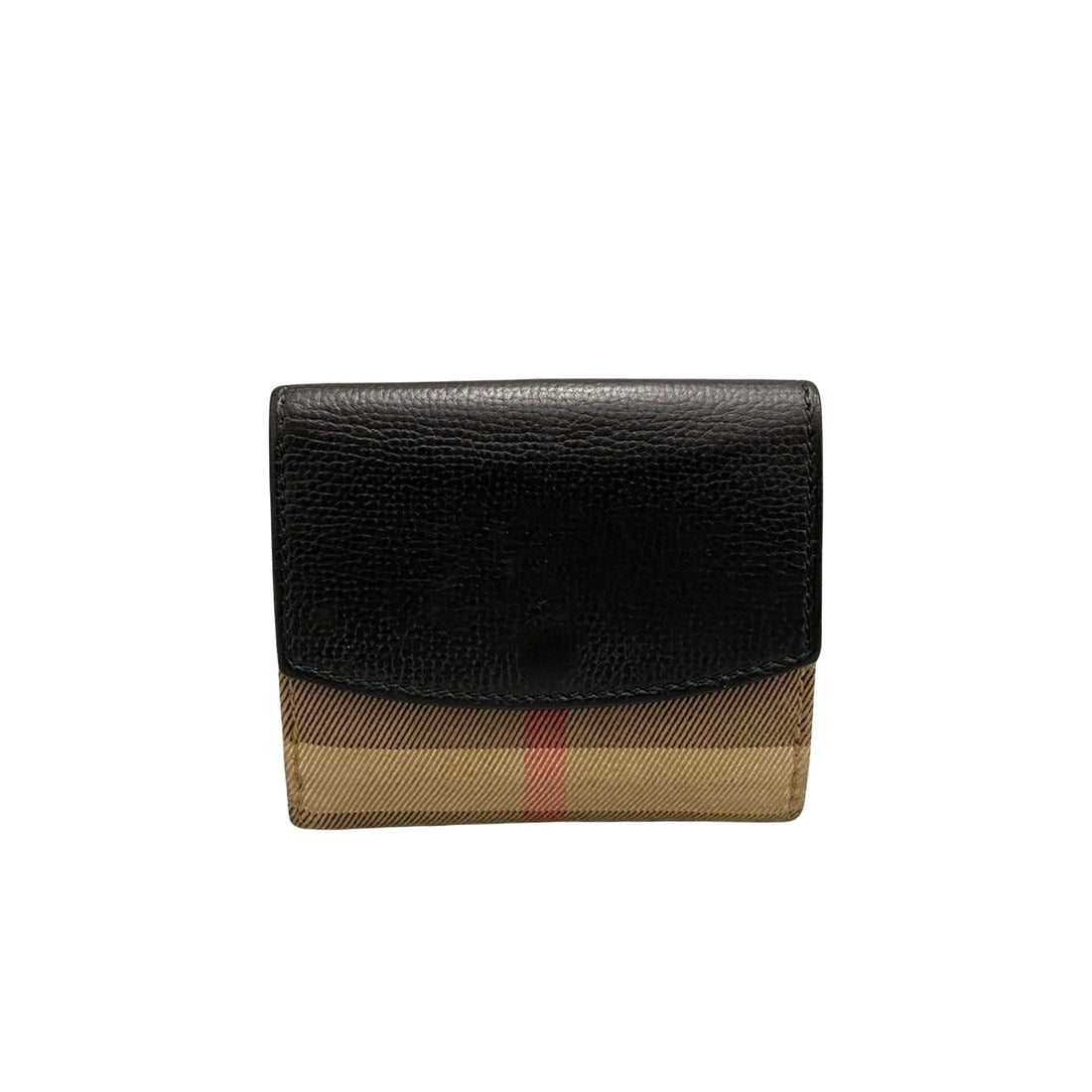 Burberry Check Link Beige Canvas Wallet 