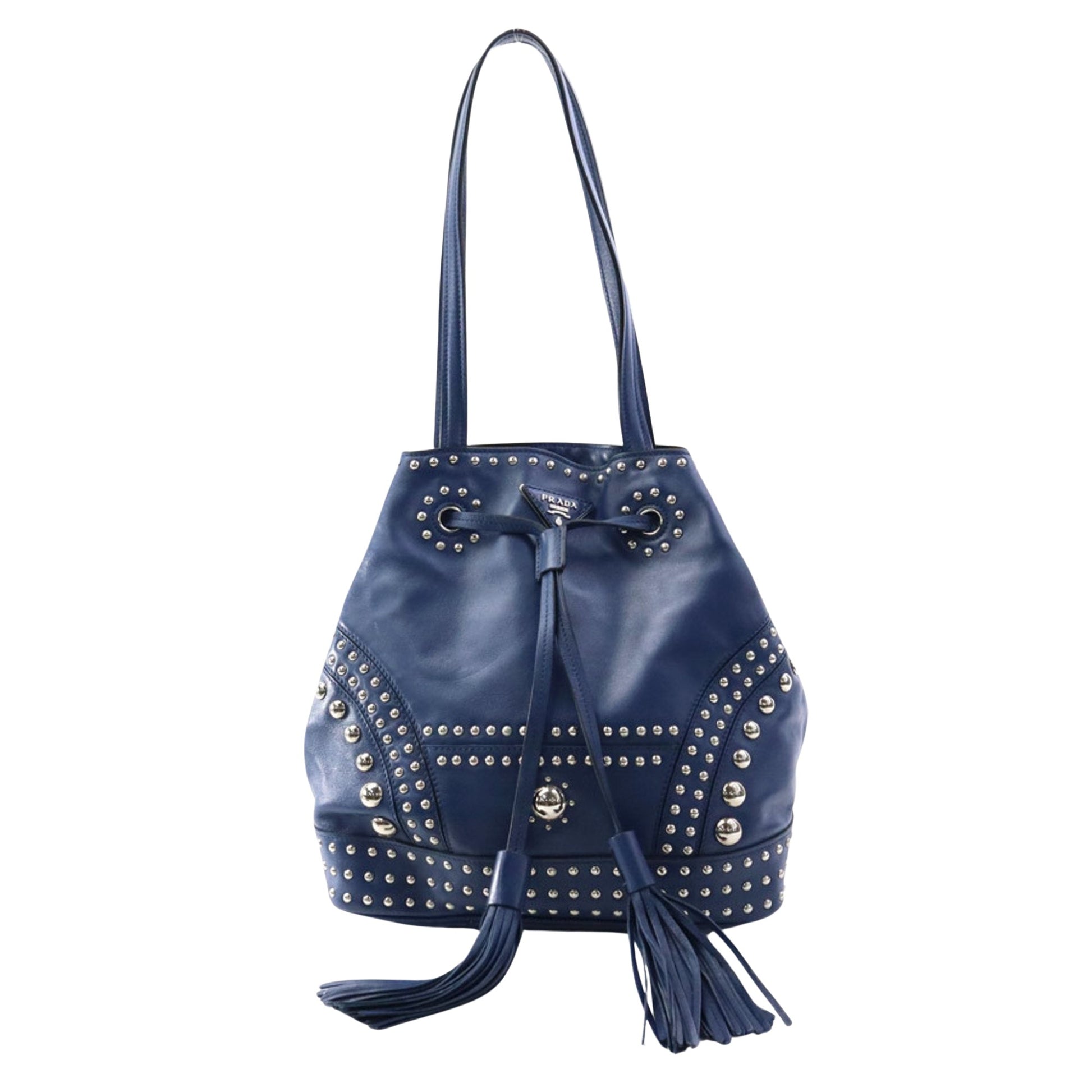 Prada -- Navy Leather Shoulder Bag