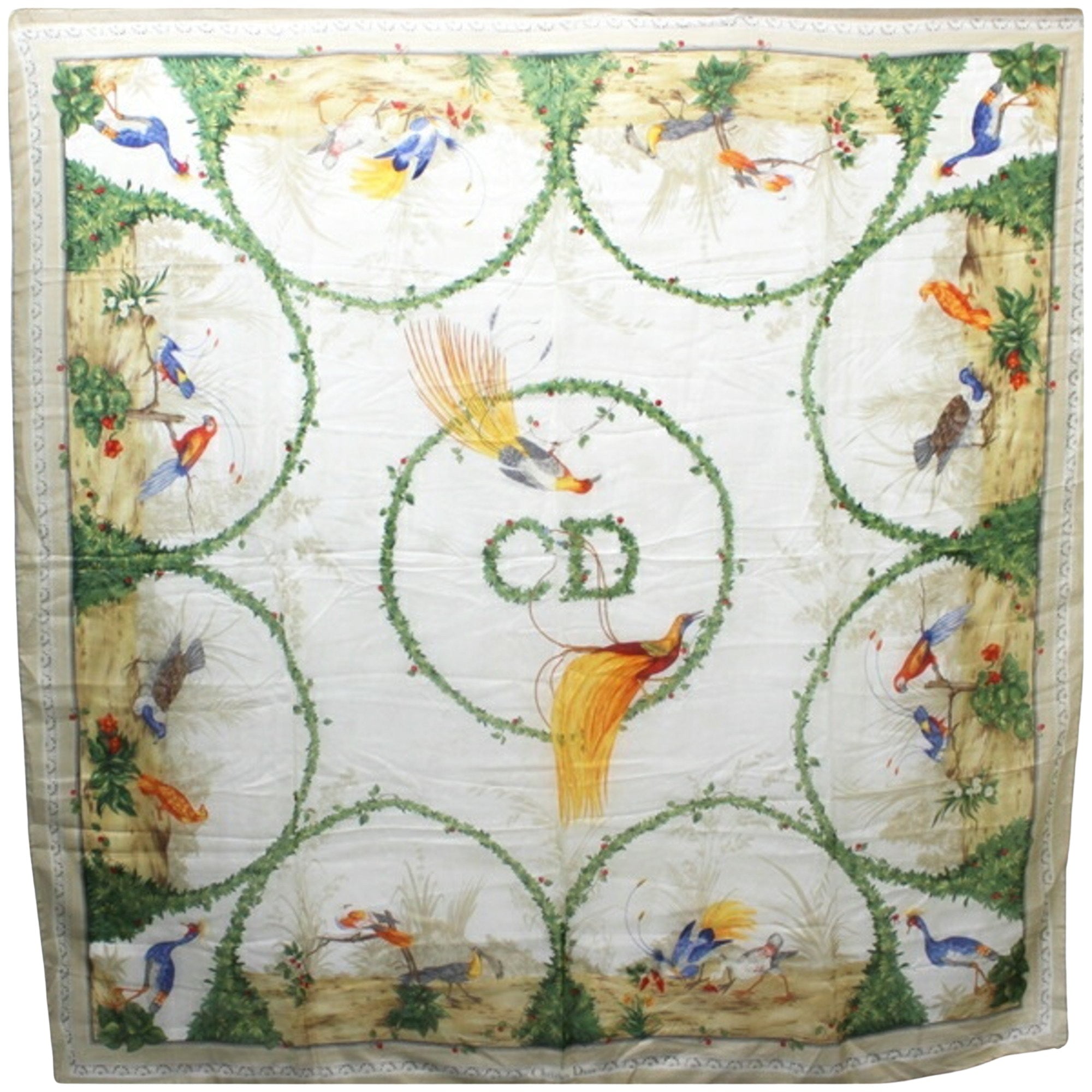 Dior CD Beige Silk Scarf 