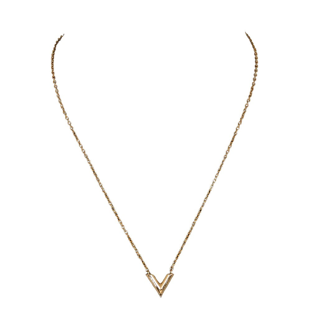 Louis Vuitton Essential V Gold Gold Plated Necklace 