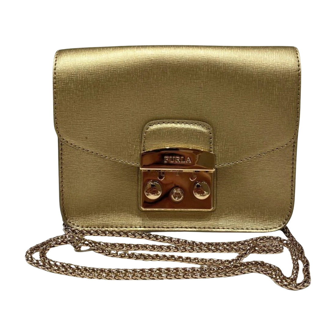 Furla Gold Leather Shoulder Bag