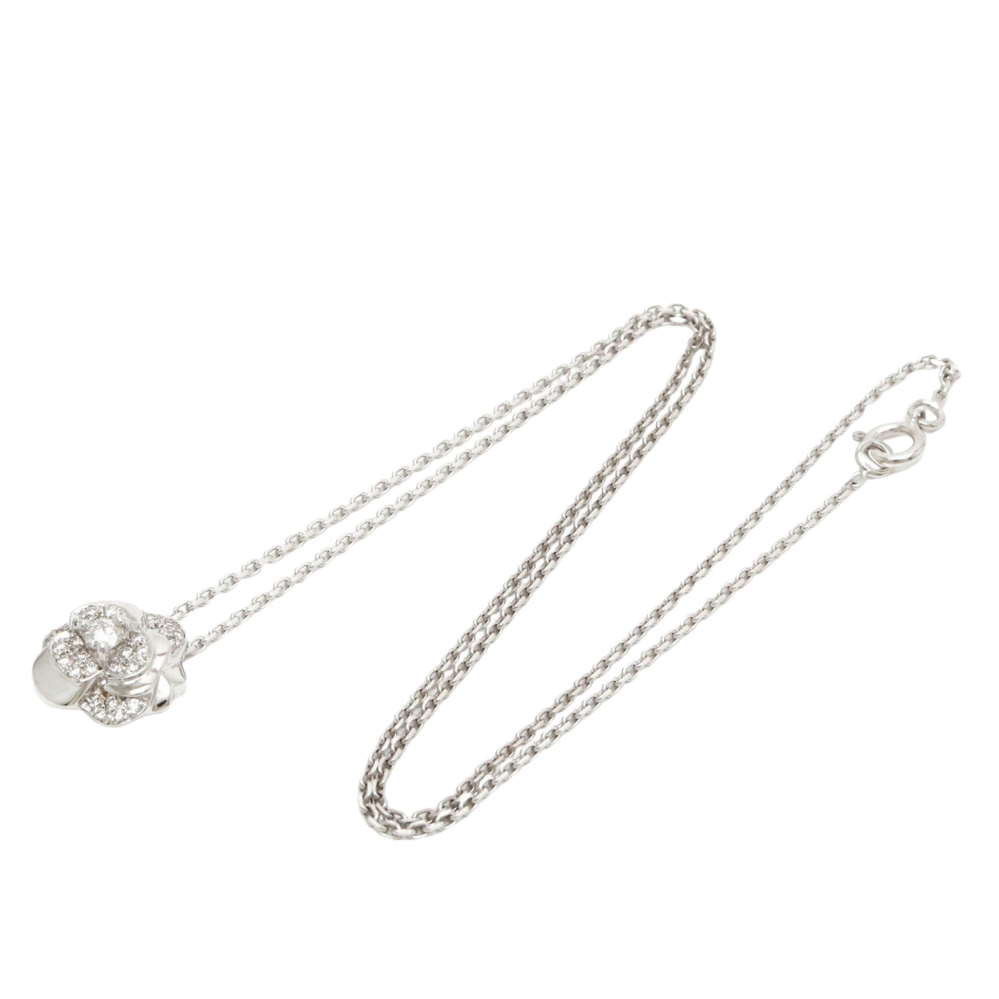 Chanel Camellia Silver White Gold Necklace 