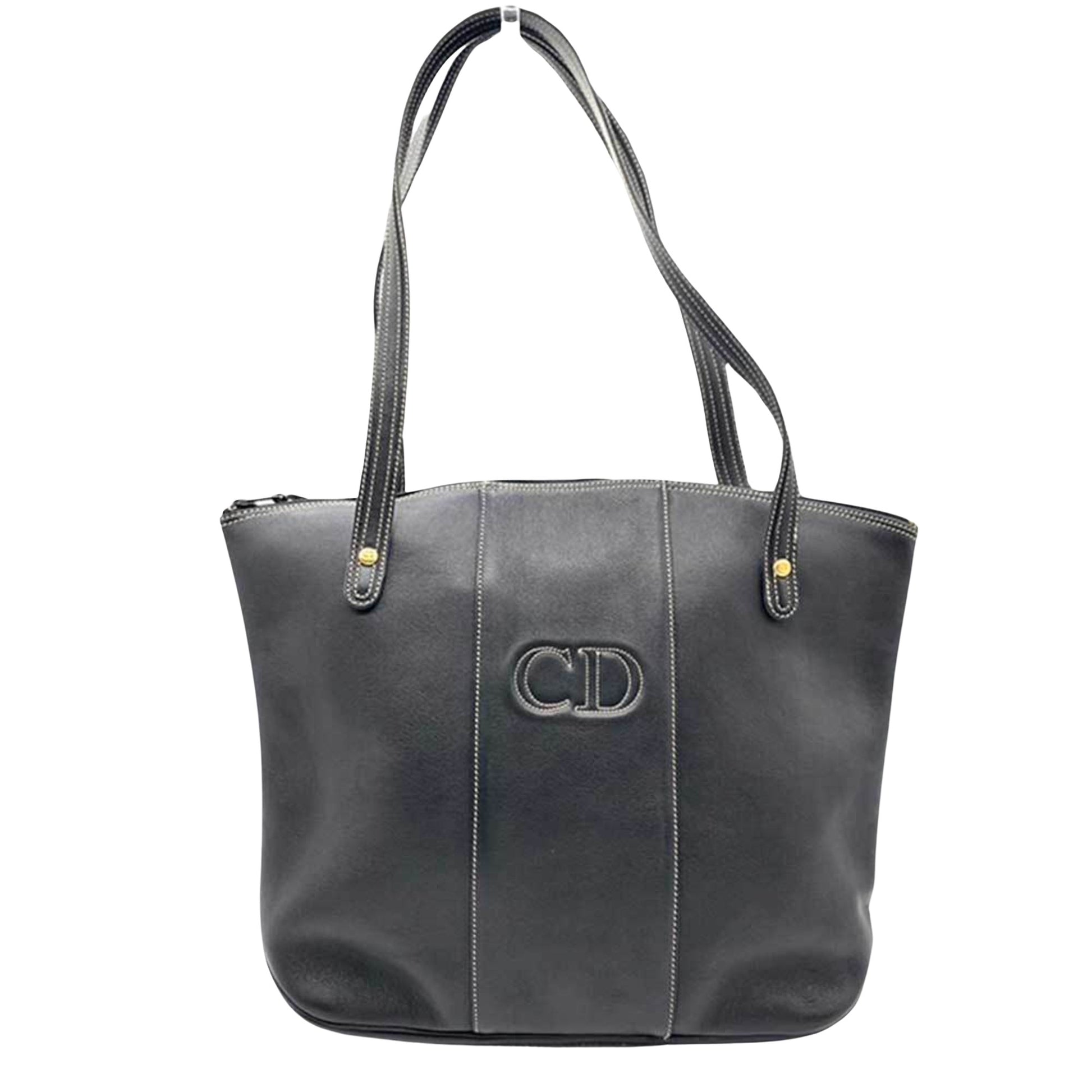 Dior CD Black Leather Tote Bag