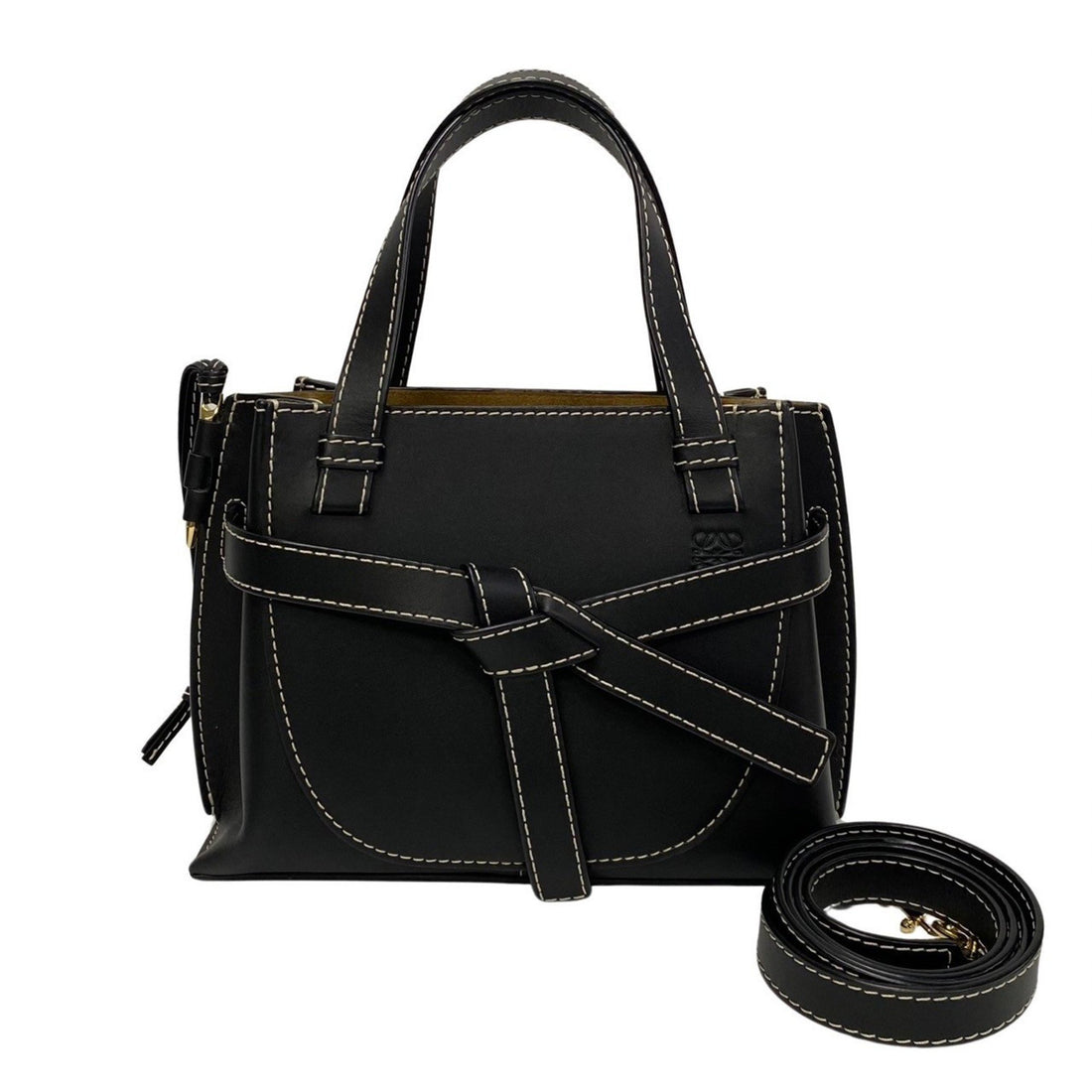 Loewe Gate Top Handle Black Leather Handbag 