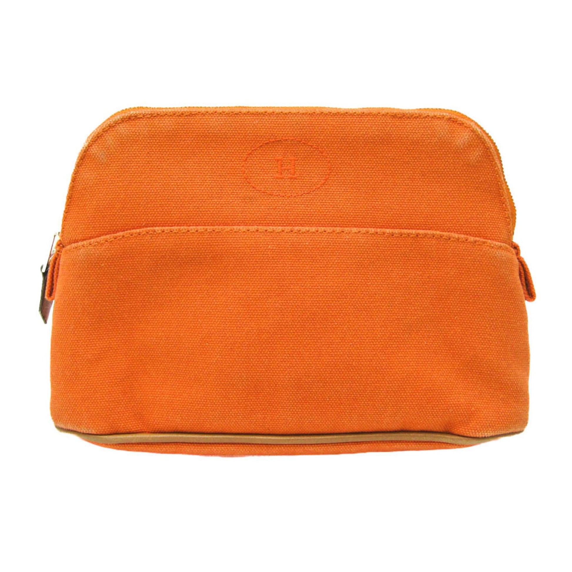 Hermès Bolide Orange Canvas Clutch Bag