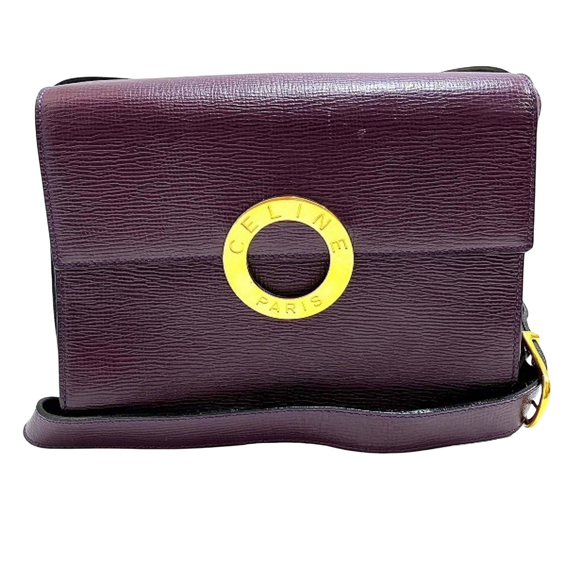 Céline Logo du cercle Burgundy Leather Shopper Bag