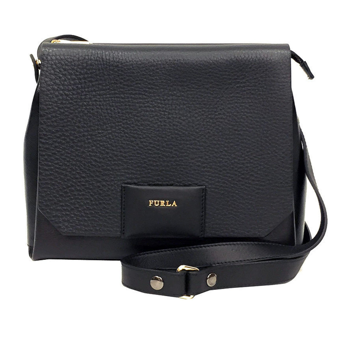 Furla Black Leather Shopper Bag