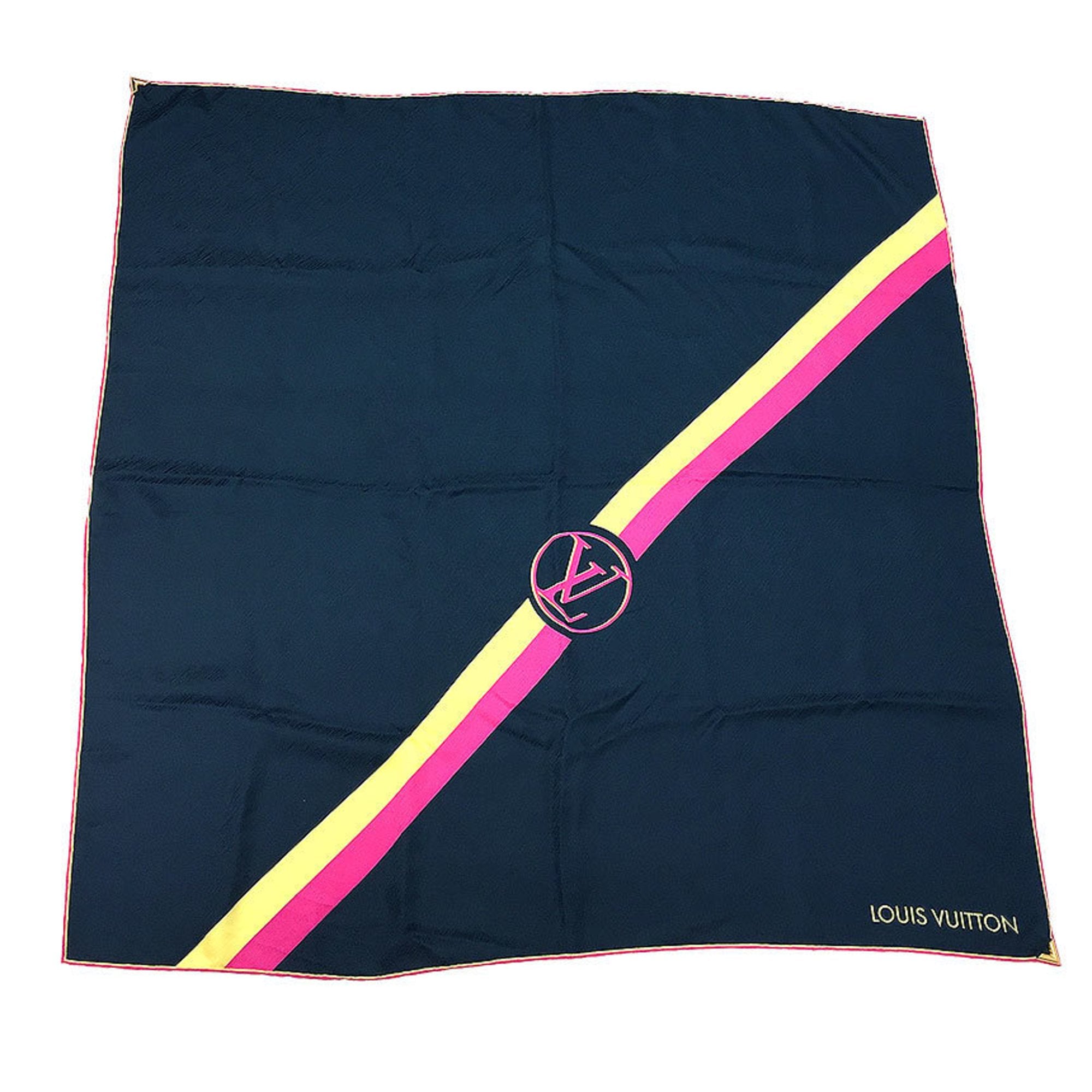 Louis Vuitton Navy Silk Scarf 