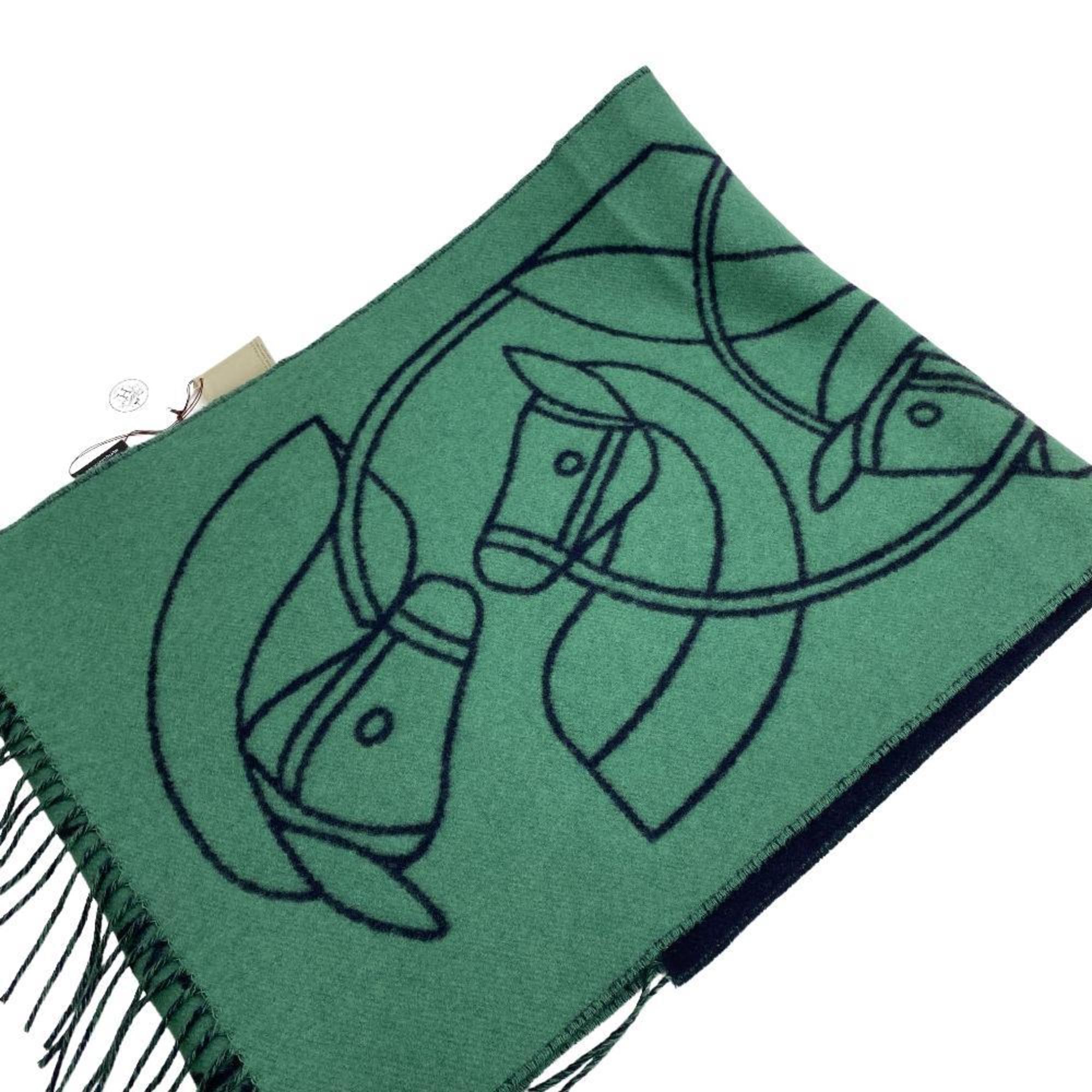 Hermès -- Green Cashmere Scarf 