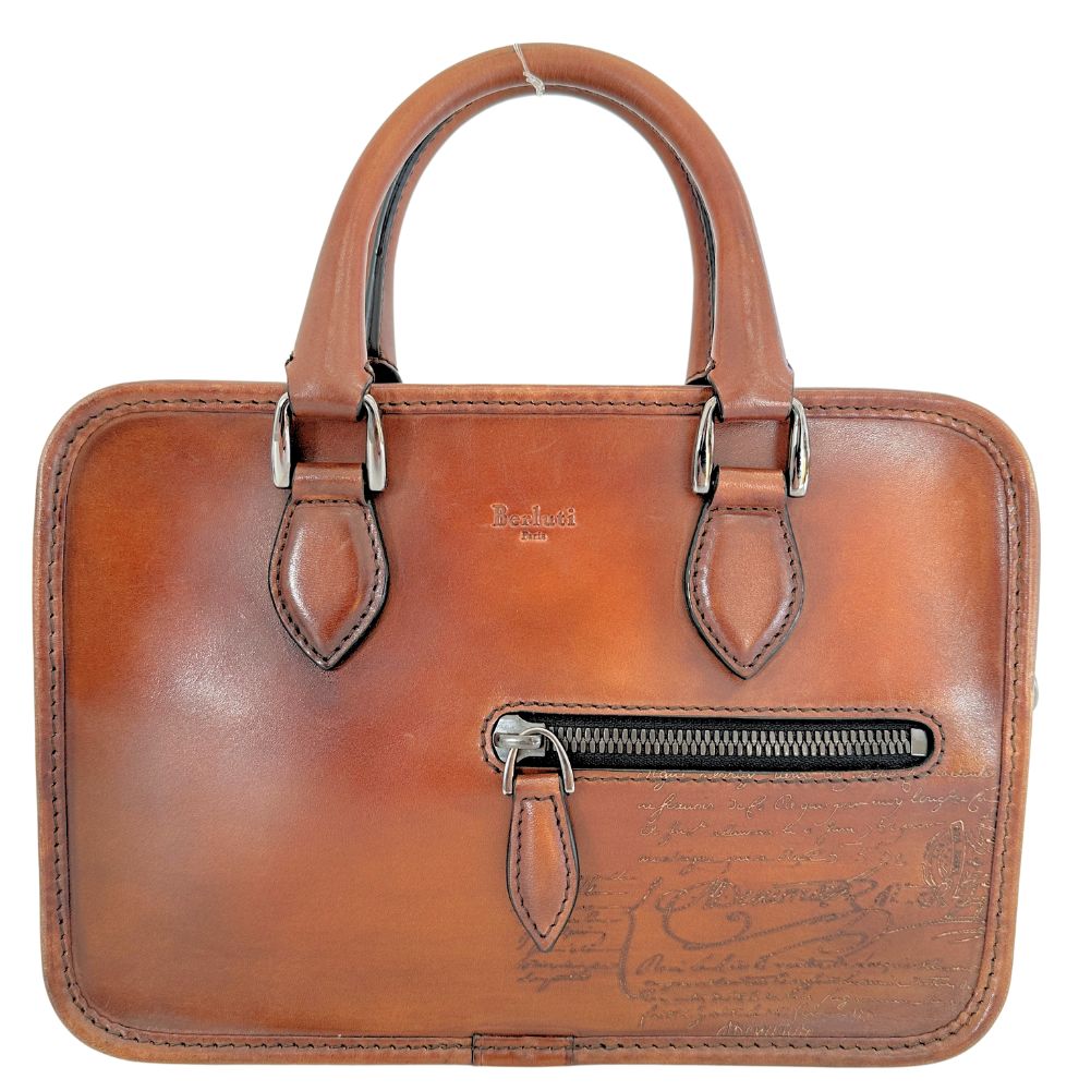 Berluti Un Jour Brown Pony-Style Calfskin Briefcase Bag