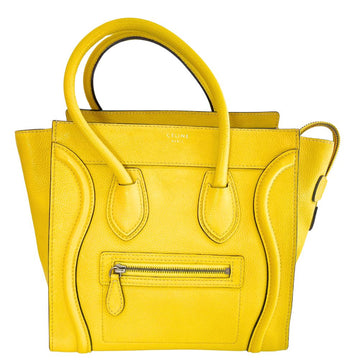 Céline Luggage Yellow Pony-Style Calfskin Handbag 