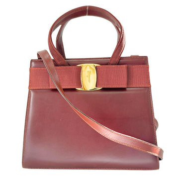 Salvatore Ferragamo Vara Brown Leather Handbag 