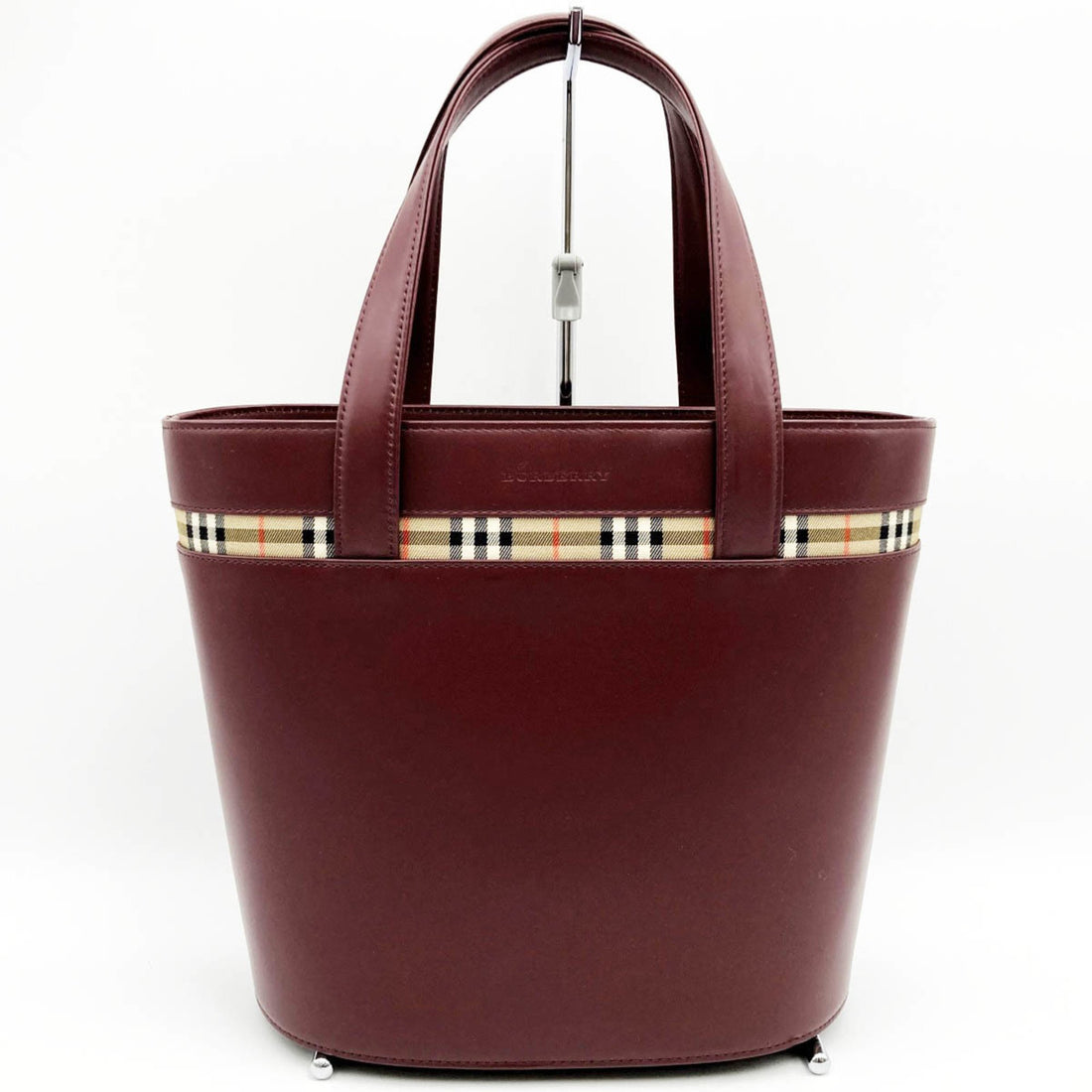 Burberry Burgundy Leather Tote Bag