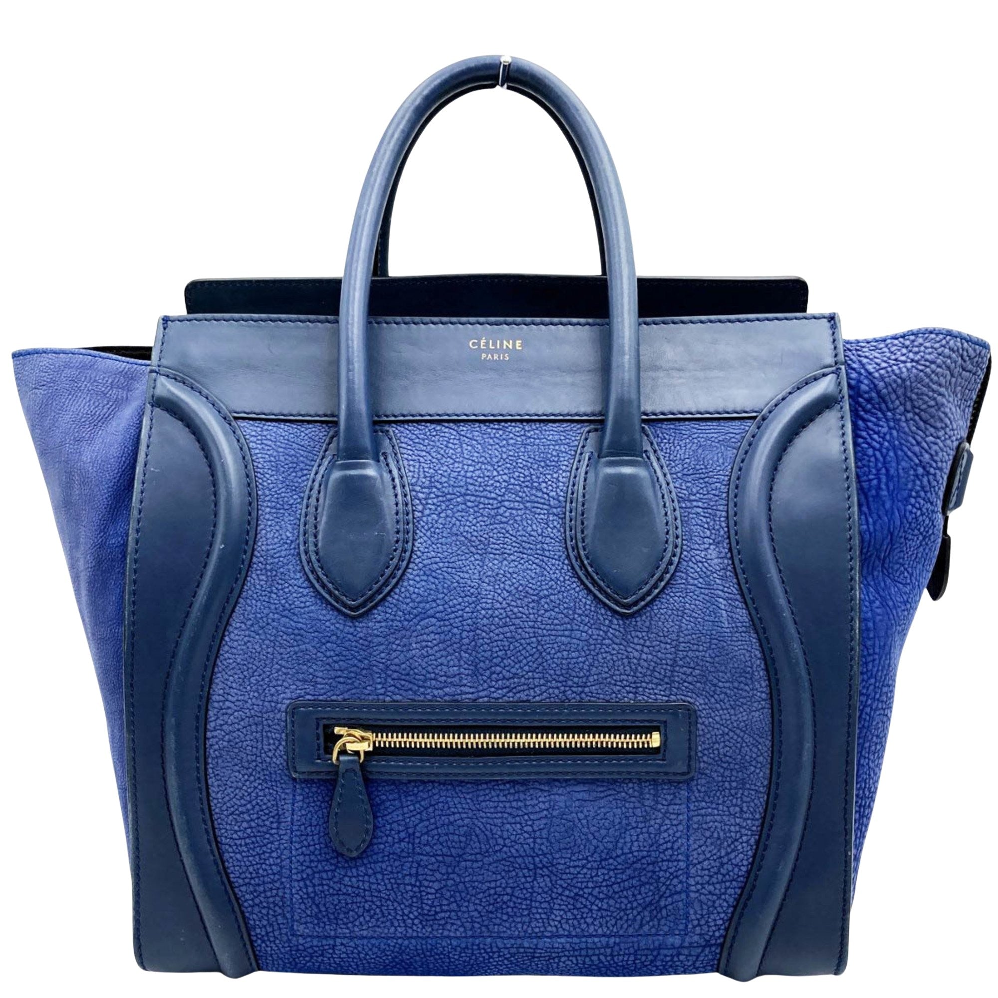 Céline Luggage Blue Leather Handbag 