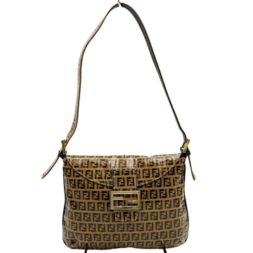 Fendi Zucchino Brown Leather Shoulder Bag