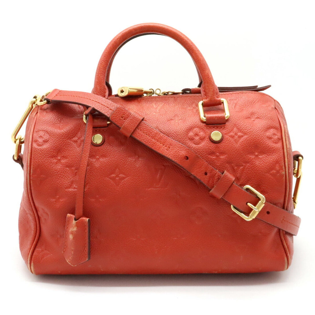 Louis Vuitton Speedy 25 Red Canvas Handbag 