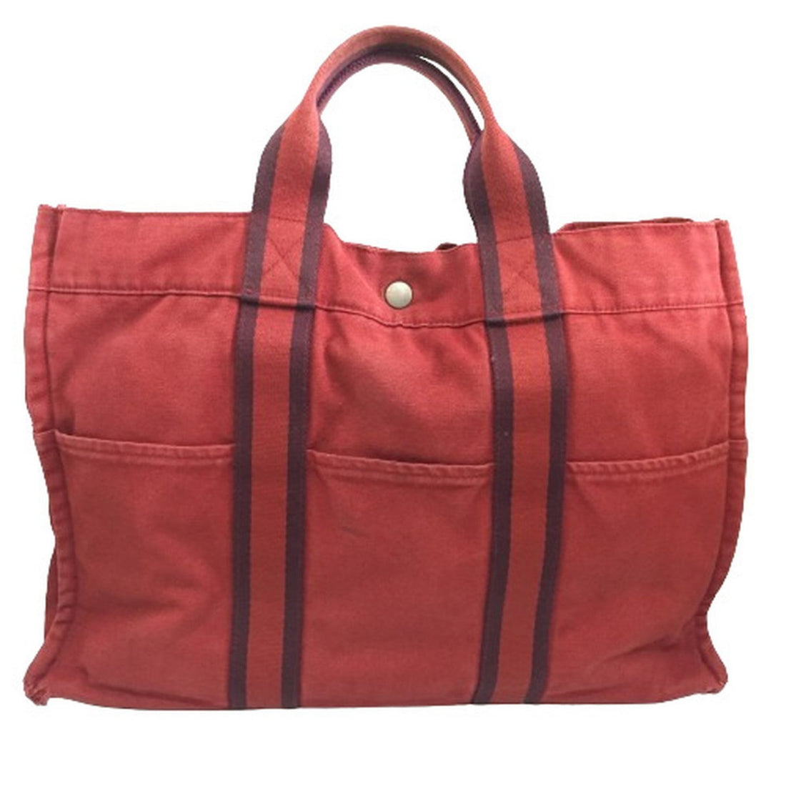 Hermès Burgundy Canvas Tote Bag