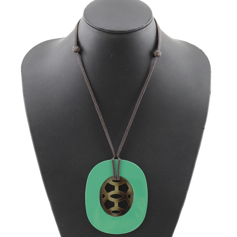 Hermès Lift Green Horn Necklace 