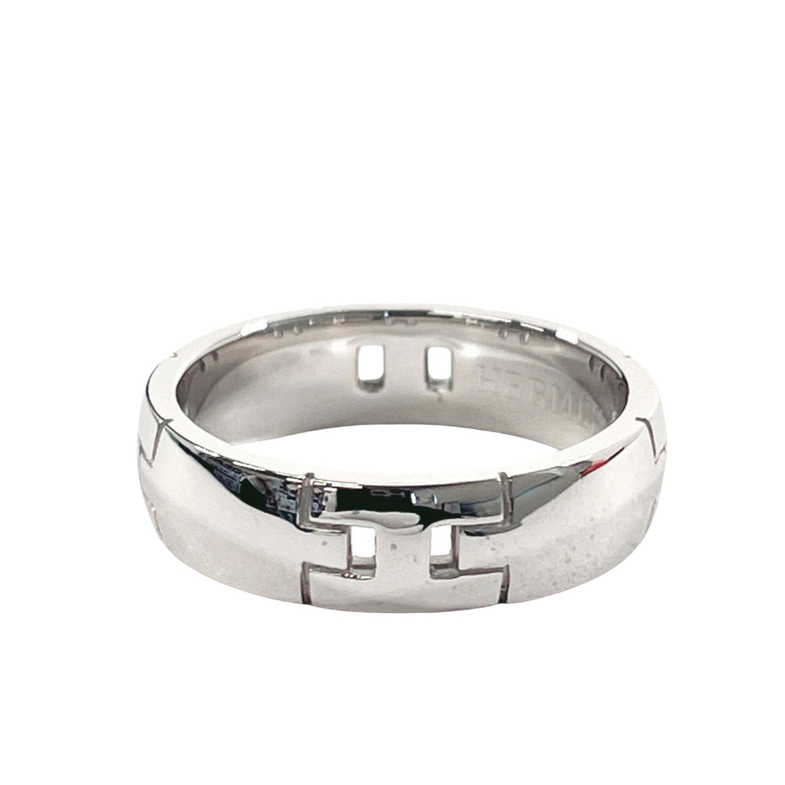 Hermès H Silver White Gold Ring 