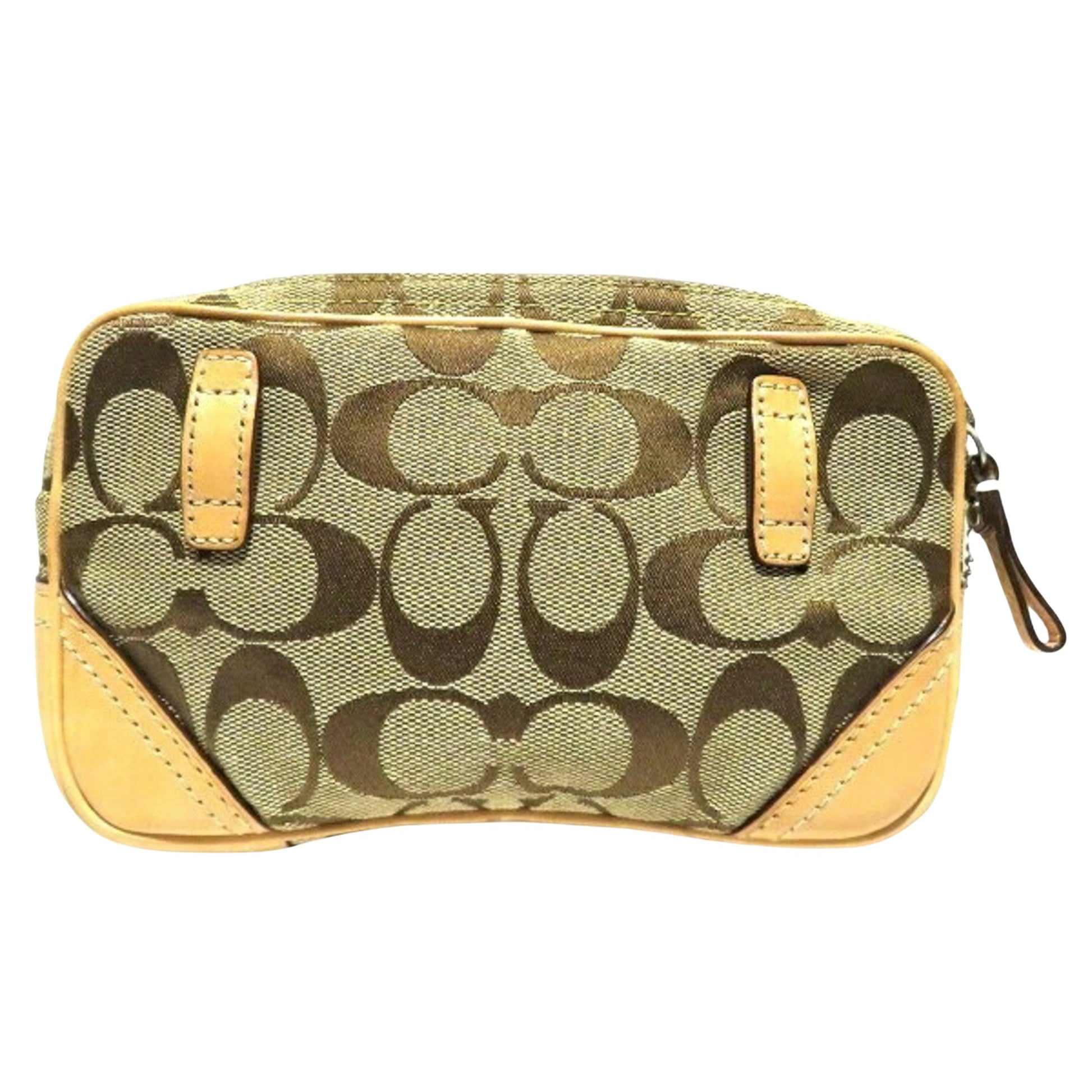 Coach Signature Brown Canvas Clutch Bag