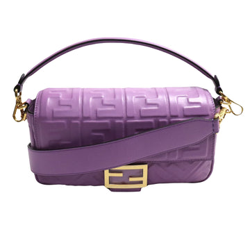 Fendi Baguette Purple Leather Shoulder Bag