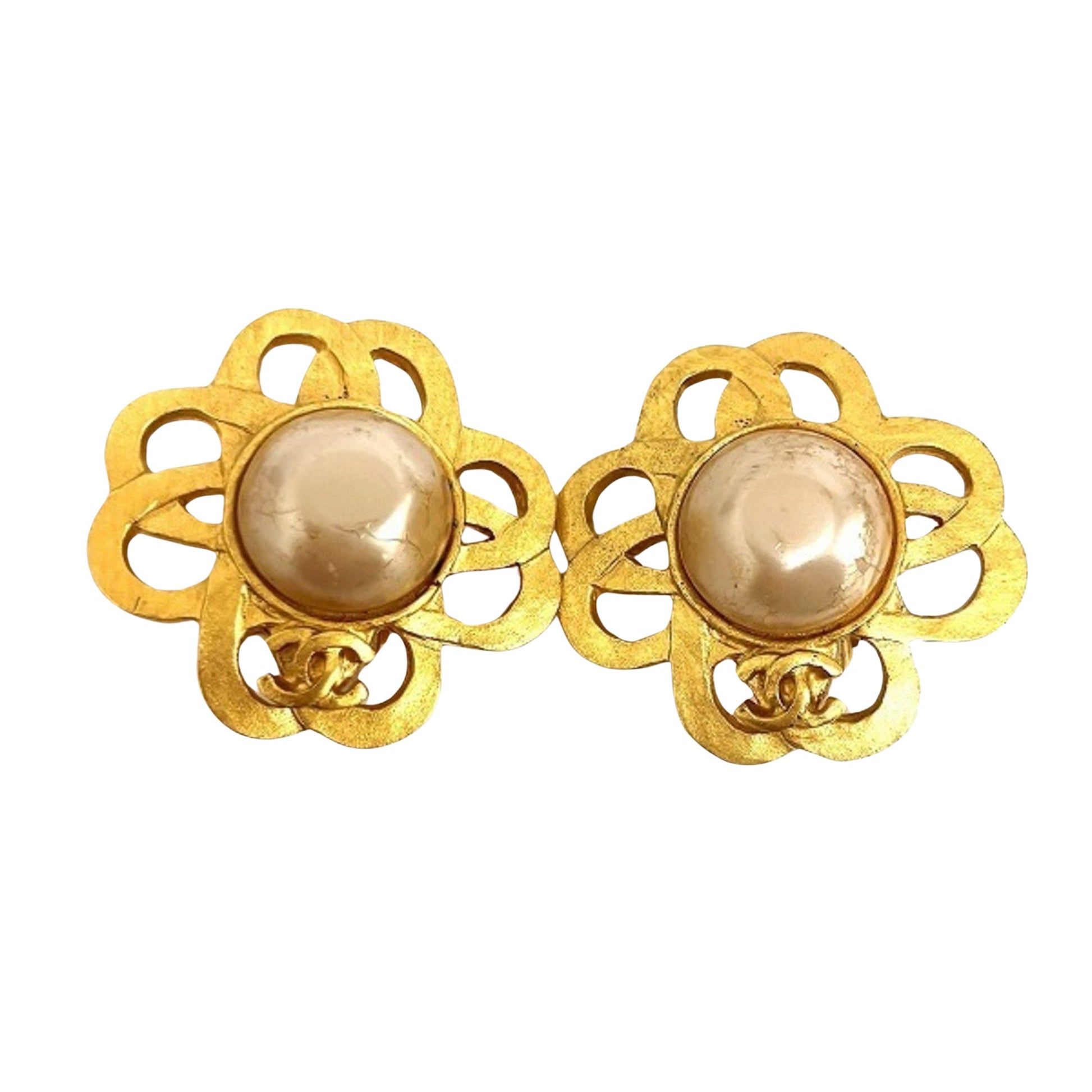 Chanel Gold Gold Plated Earring 