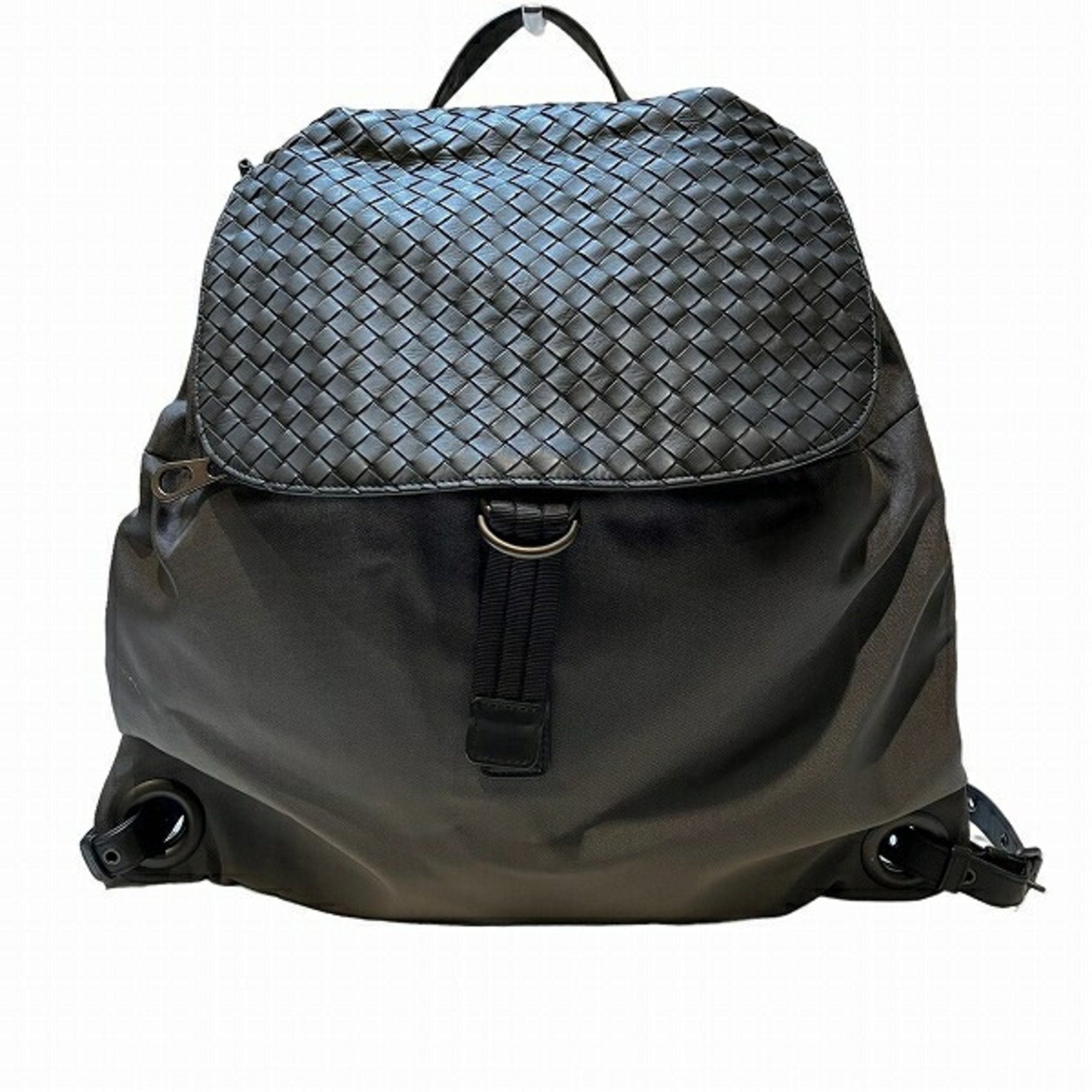 Bottega Veneta Intrecciato Black Synthetic Backpack Bag