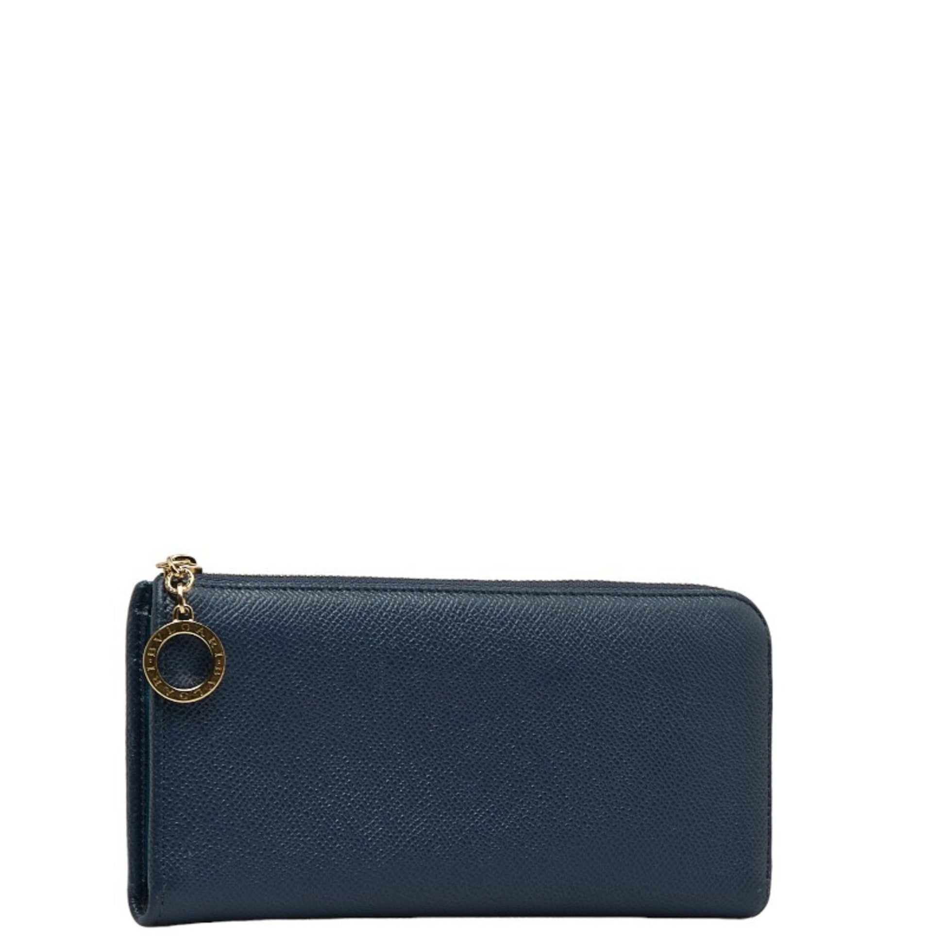 Bulgari Zip wallet Blue Leather Wallet 