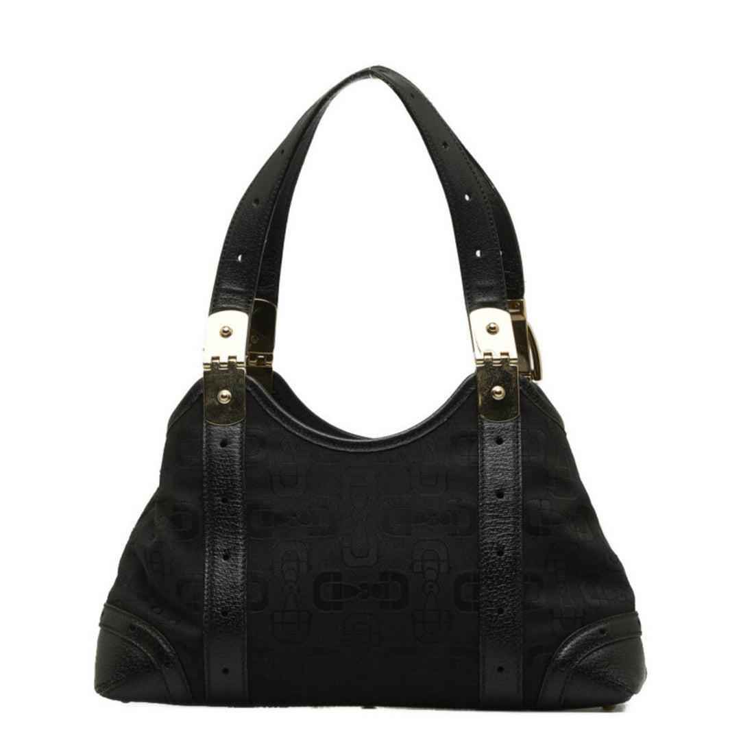 Gucci Horsebit Black Canvas Handbag 