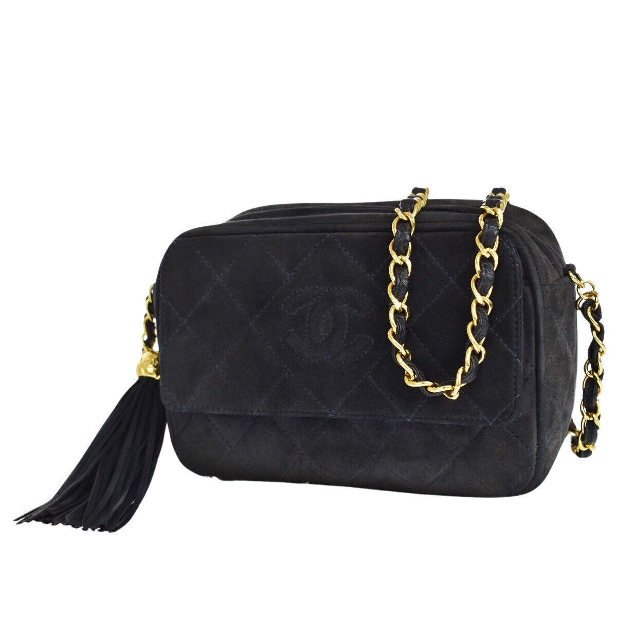 Chanel Mini matelassé Black Suede Shoulder Bag