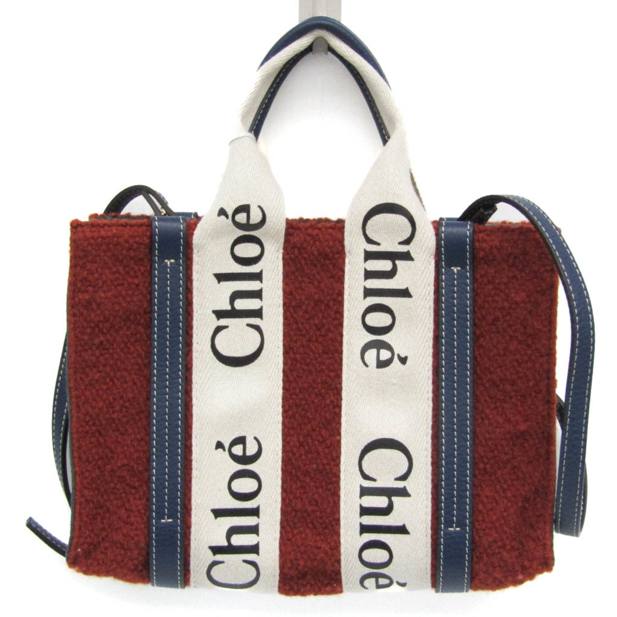 Chloé Woody Brown Wool Handbag 